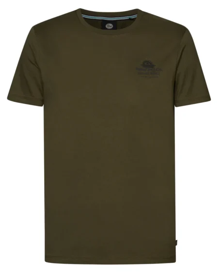 Men Flama Regular T-shirt Olive. Ανδρική μπλούζα βαμβακερή φλάμα με κοντό μανίκι. Σκούρο λαδί χρώμα με μικρό κεντημένο λογότυπο στο στήθος. Casual ύφος. Μαλακό και βαμβακερό ύφασμα σε κανονική γραμμή. Σύνθεση 100% βαμβάκι. Collection: Spring Summer 2024