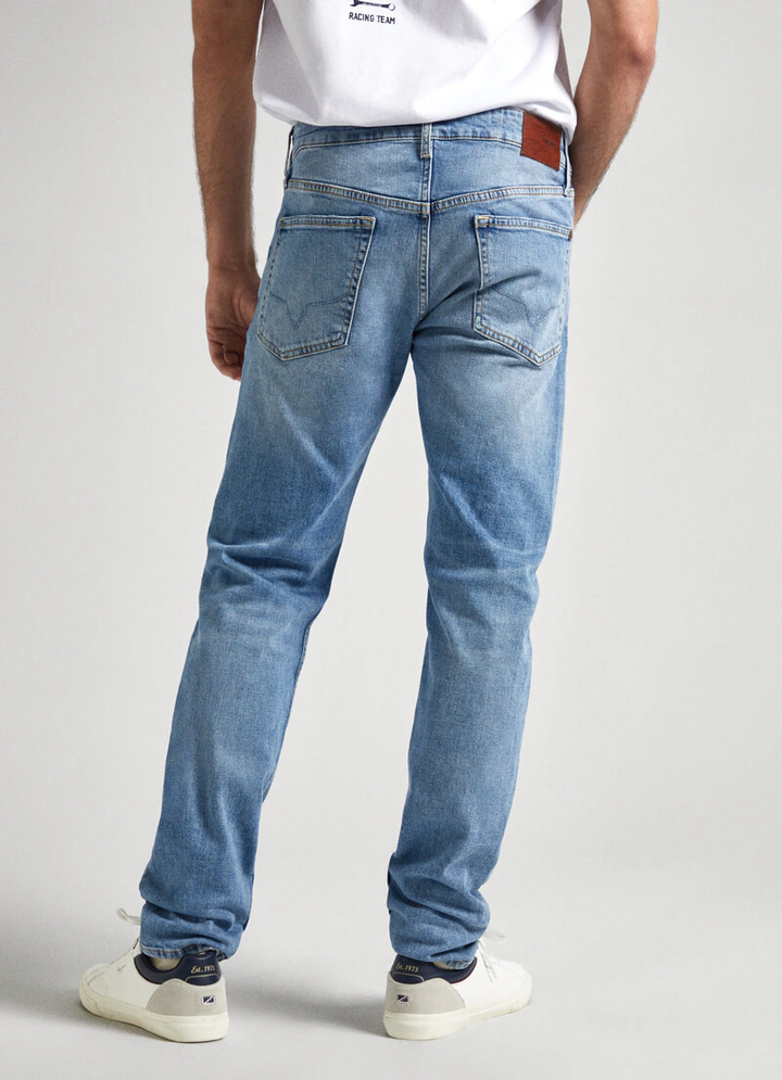 Men Mid Rise Slim Jeans RH8 Worn Light Blue PEPE.PM207388RH8 000 04 MO