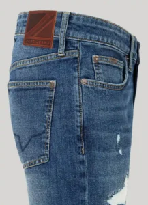 Men Mid Rise Slim Jeans WORN Medium Blue PEPE.PM207641 000 03 FL