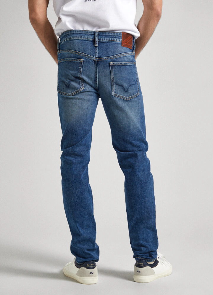 Men Mid Rise Slim Jeans WORN Medium Blue PEPE.PM207641 000 04 MO