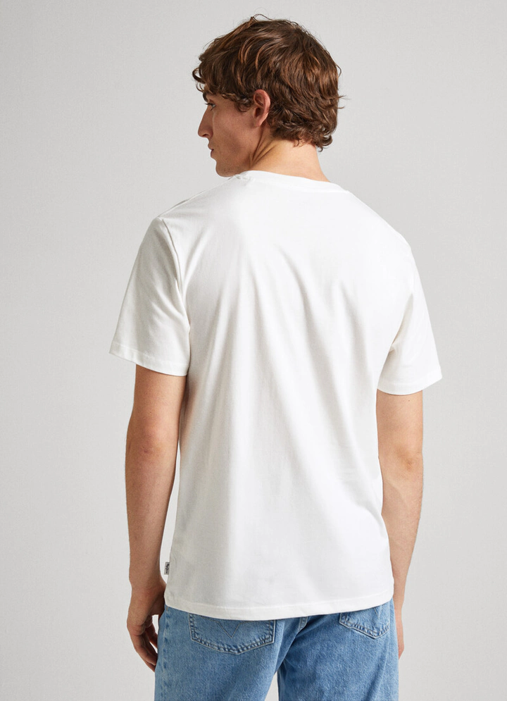 PM509390 803 04 Men Cotton Regular Logo T Shirt CLAUDE Off White PEPE