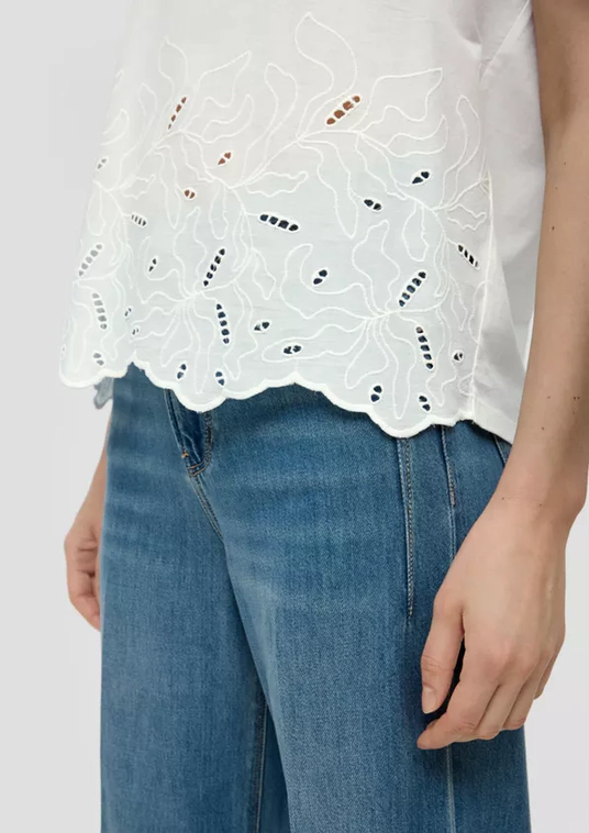 Woman Dropped Shoulders Embroidery Top Cream S'OLIVER2147881 (8)