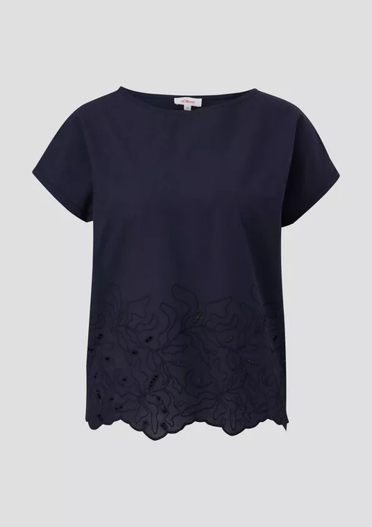 Woman Dropped Shoulders Embroidery Top Navy S'OLIVER.2147881 (3)