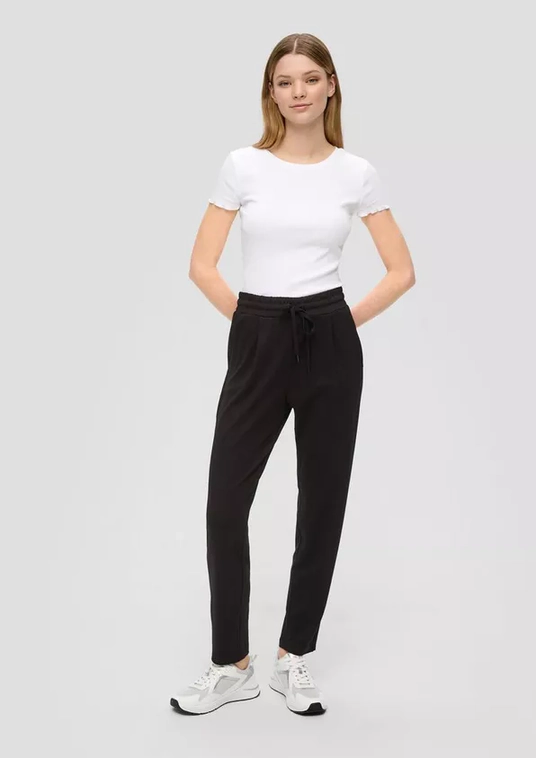 Woman Viscose Blend Tappered Trousers Black S'OLIVER. 2140810