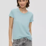 Woman Jersey T-shirt Regular Fit Pale Turquoise . Γυναικείο μακό κοντό μανίκι και στρόγγυλη λαιμόκοψη. Απλό και μονόχρωμο βαμβακερό μπλουζάκι για καθημερινές εμφανίσεις.
